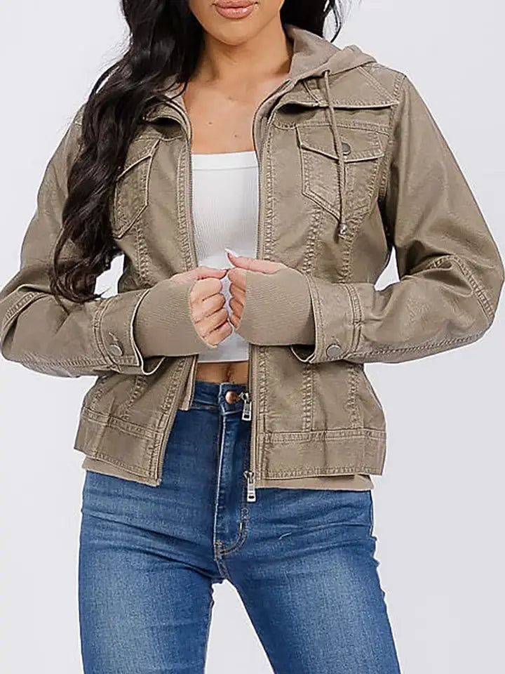 Hooded Pocket Zip Up Jacket