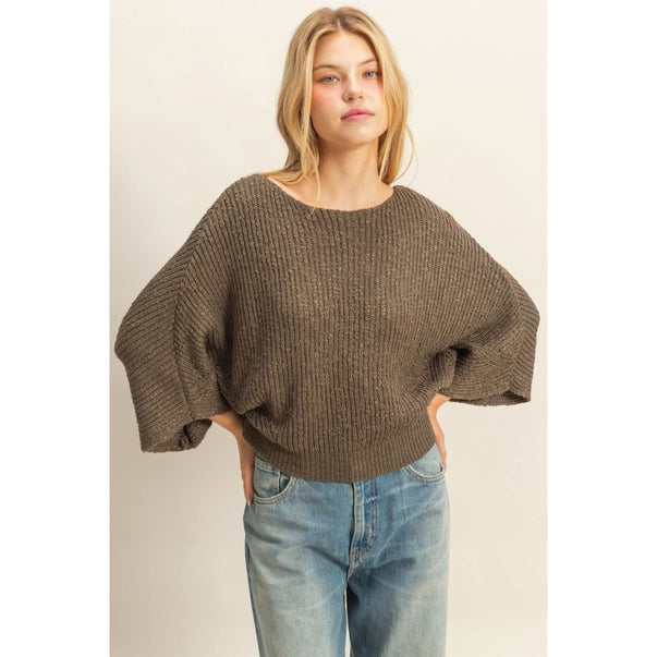 Olive Boat Neck Sweater