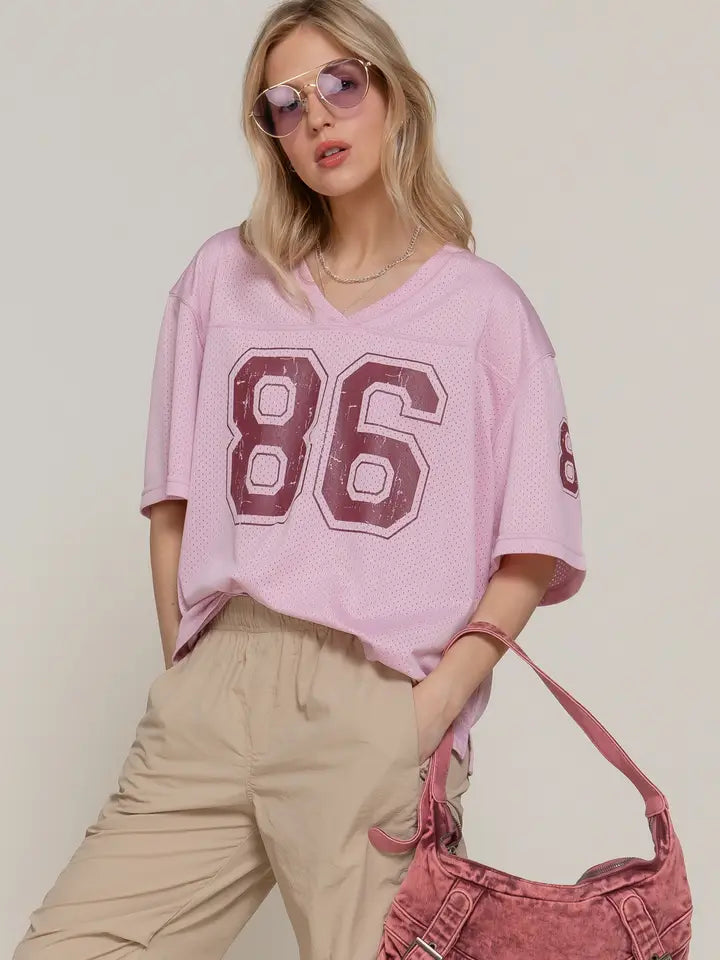 Pink Oversized Baseball Tee