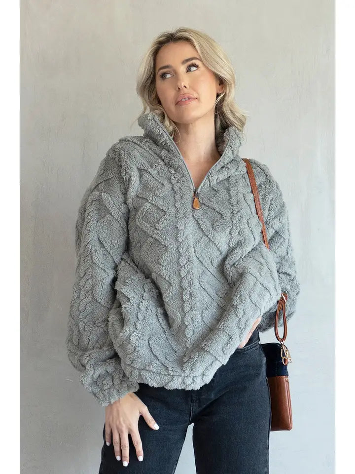 Grey Textured Sherpa