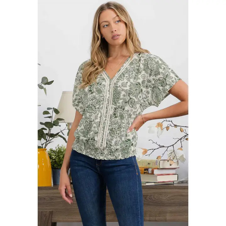 Ivory/Green Crochet Dolman