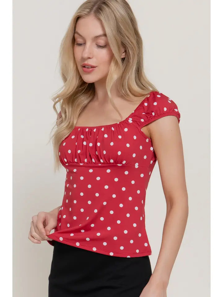 Red and White Polka Dot Top