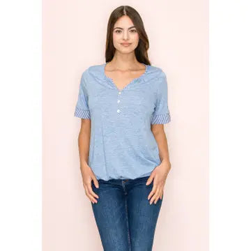Bubble Hem Chambray Top