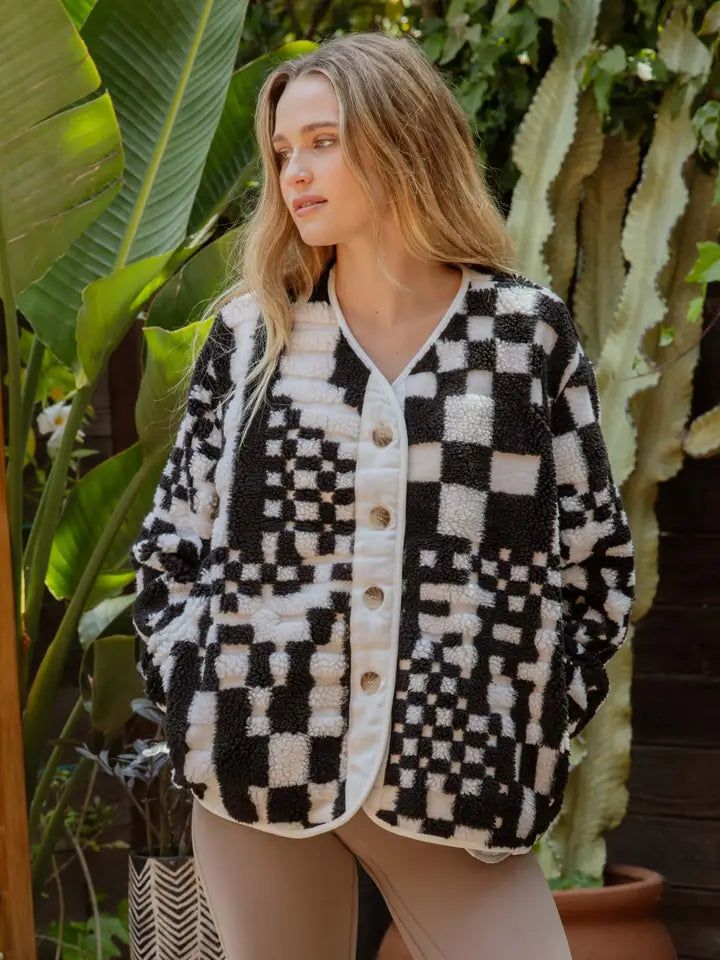 Checkered Button Down Fleece