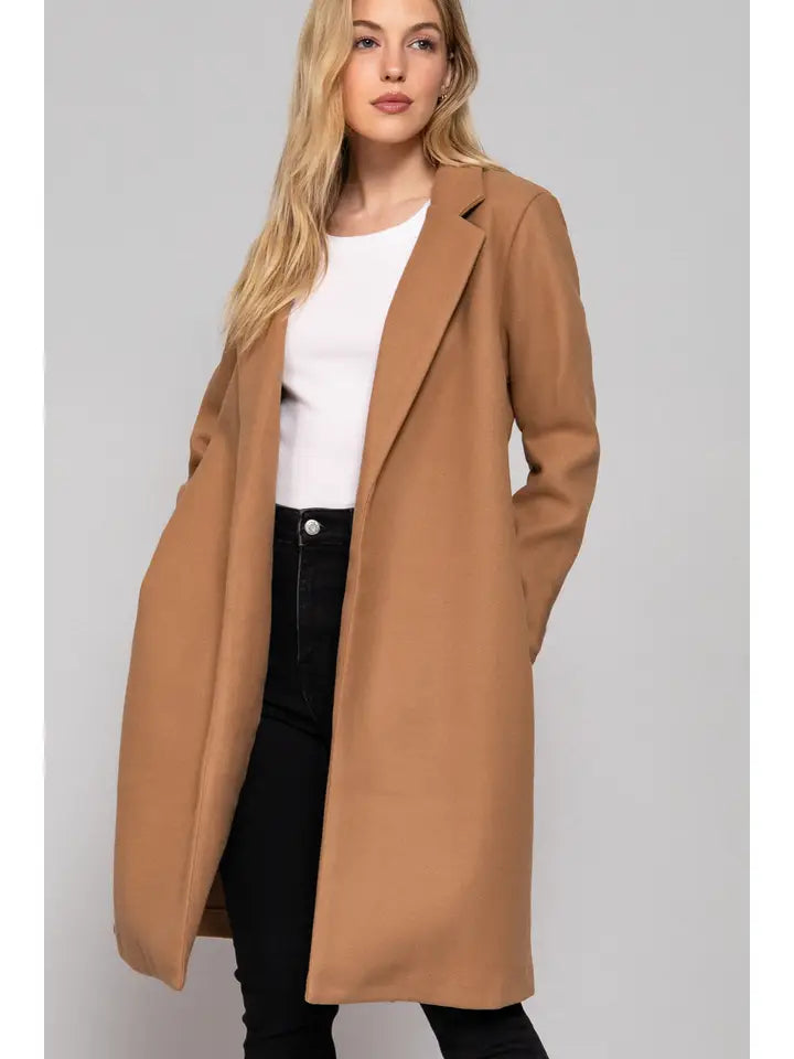 Open Front Soft Felt Coat