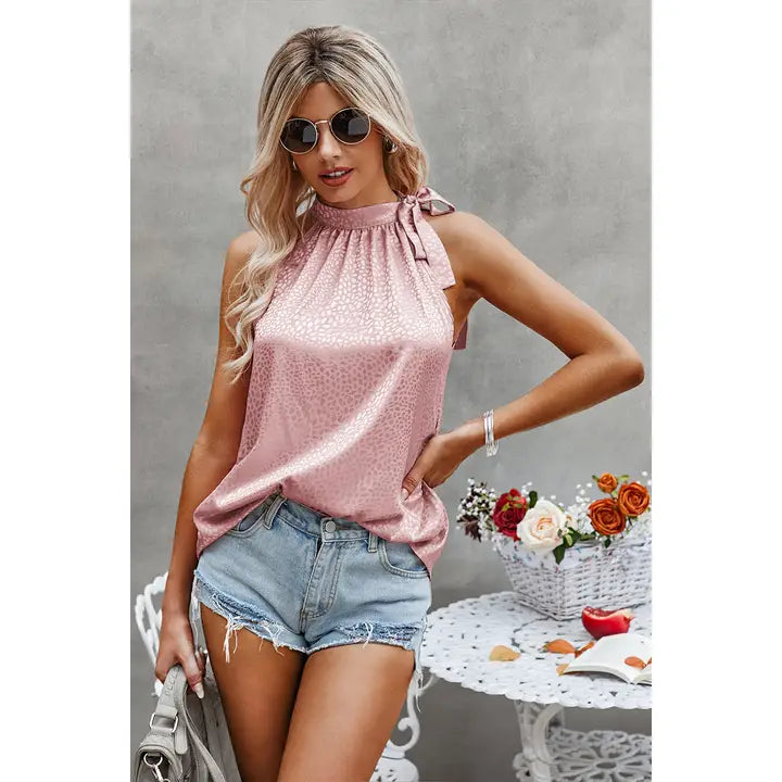 Pink Satin Leopard Halter