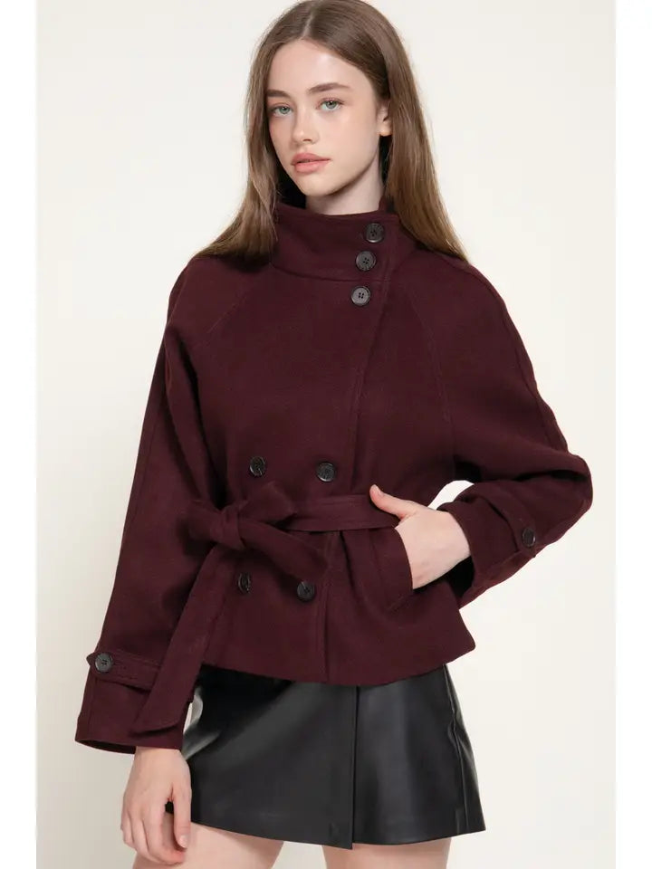 High Neck Double Breasted Jacket