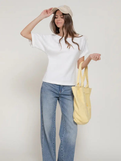 Elbow Sleeve Off The Shoulder Scuba Top