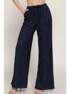 Navy Crinkle Knit Pants