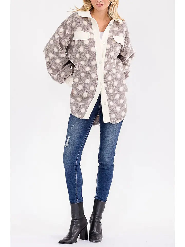 Button Closure Polka Dot Jacket