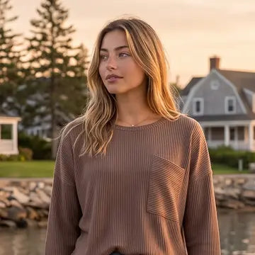 Ribbed Crew Neck Top
