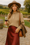 Golden Glow Button Henley Sweater