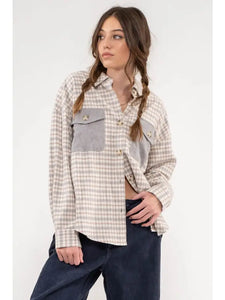 Relaxed Contrast Plaid Shacket