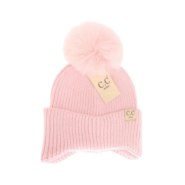 Kids Ear Flap Double Pom