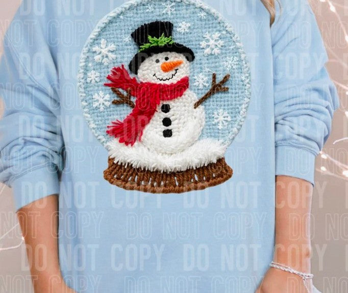 Snow Globe Snowman Faux Yarn
