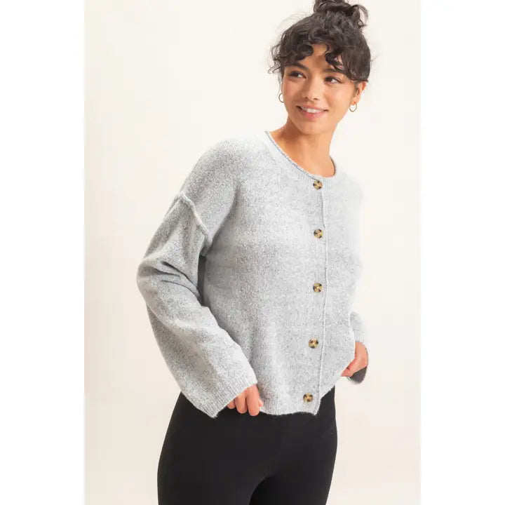 Crew Neck Loose Fit Cardigan