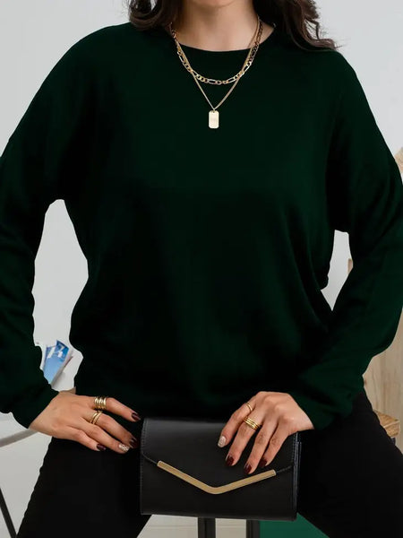 Solid Back Buttoned Pullover Sweater