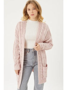 Chunky Cable Knit Ribbed Cardigan