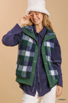 Faux Fur Plaid Button Up Vest