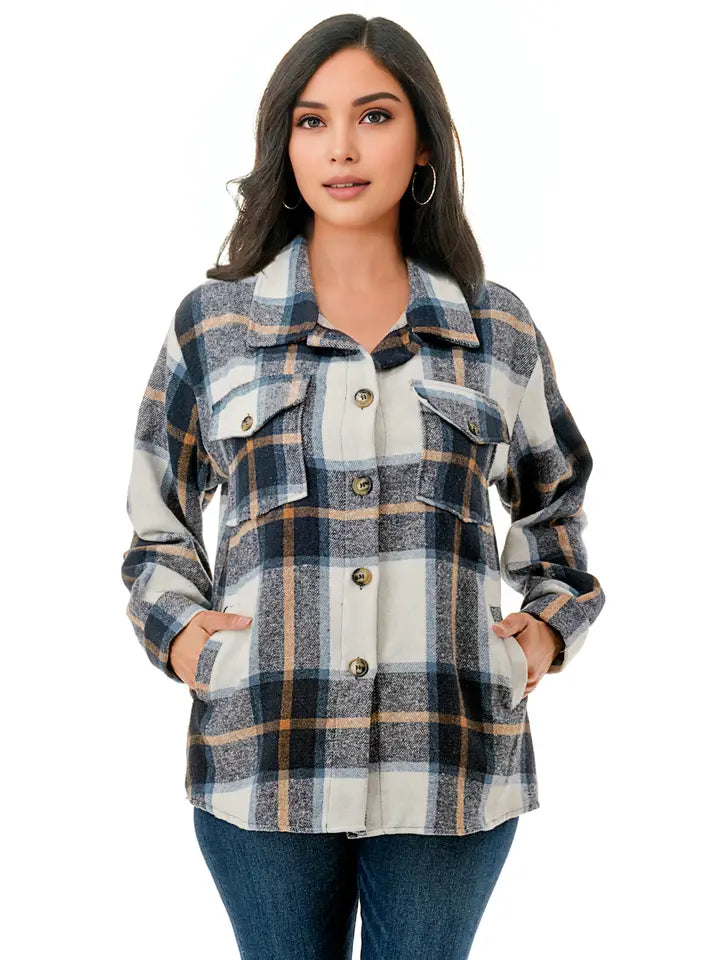 Oversized Navy Plaid Shacket