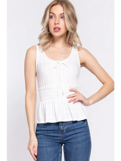 Tie and Waist Smock Top