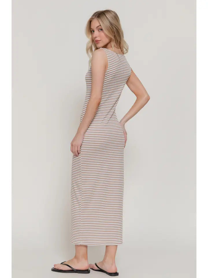 Yarn Dyed Striped Midi Dress