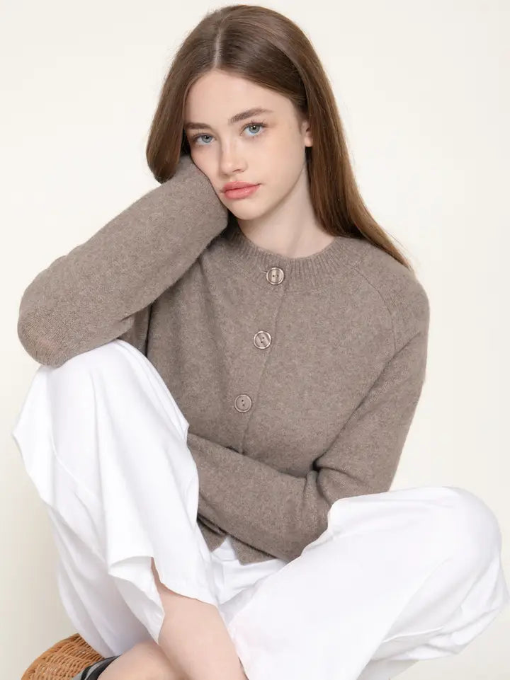 Round Neck Button Down Cardigan