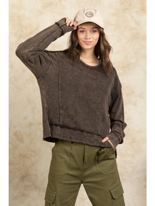 Black Vintage Mineral Washed Top