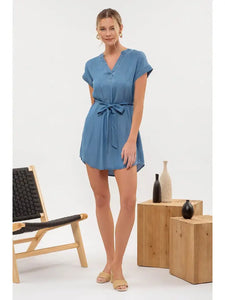 Belted Chambray Dress