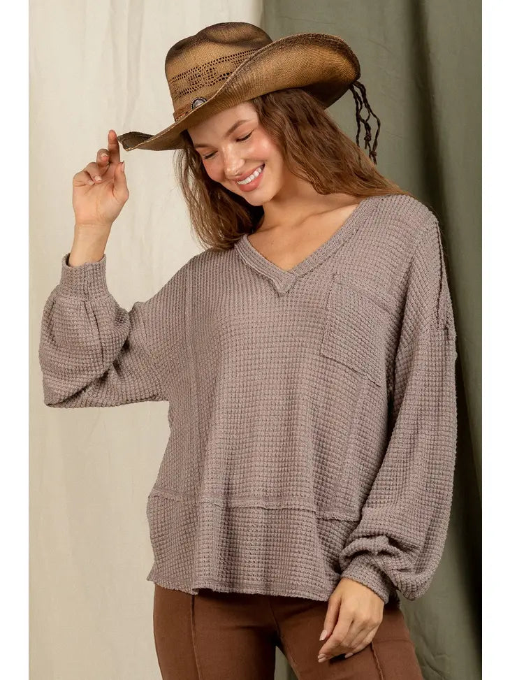 Melanie's Mocha Waffle Knit Top