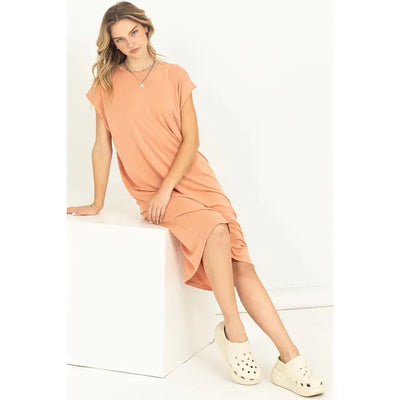 Lazy Day Dolman Short Sleeve Midi Dress