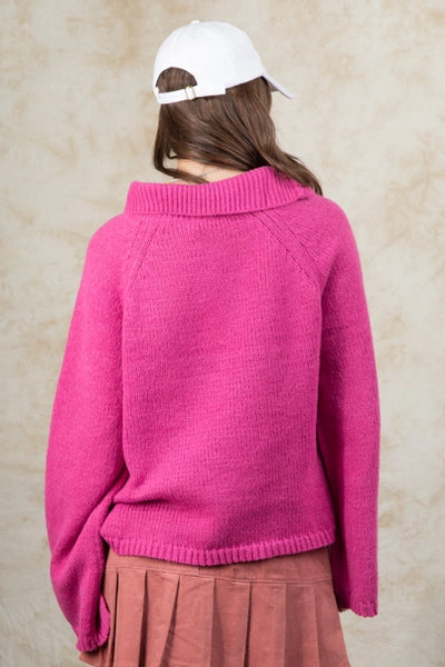 High Neck Side Opening Sweater Top