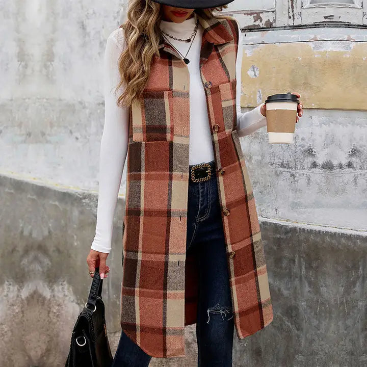 Vintage Plaid Vest Cardigan