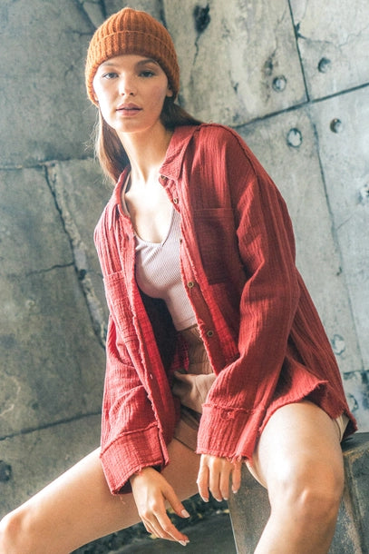 Remy's Blush Button Down