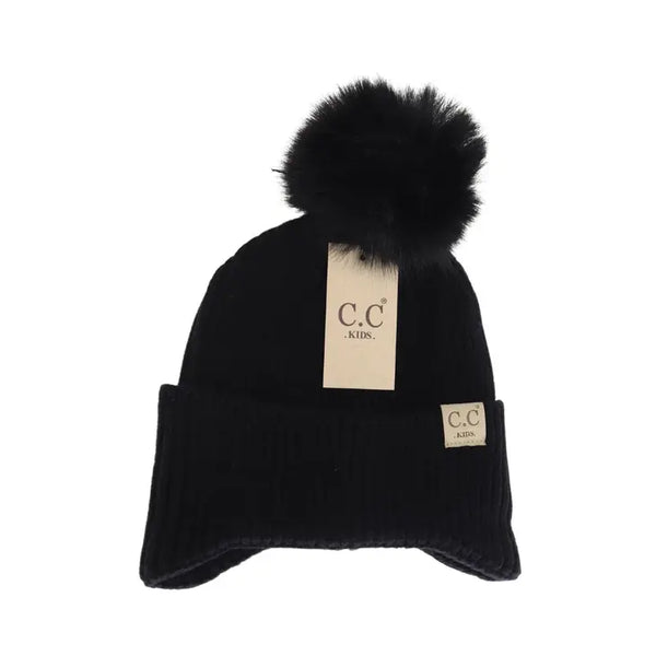 Kids Ear Flap Double Pom