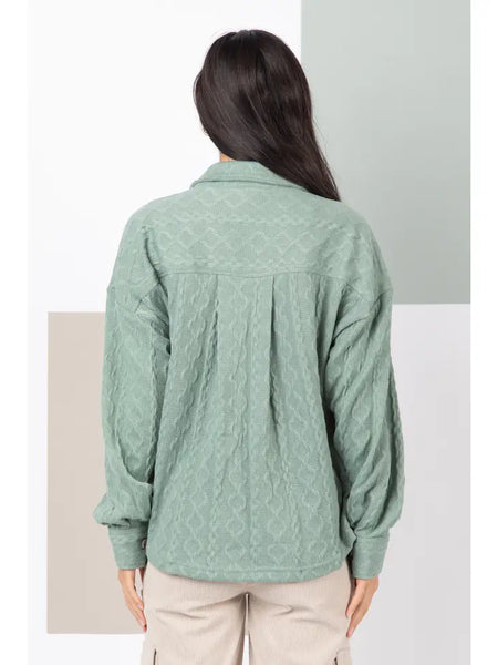 Sage Cable Knit Shacket