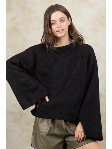 High Neck Side Open Sweater