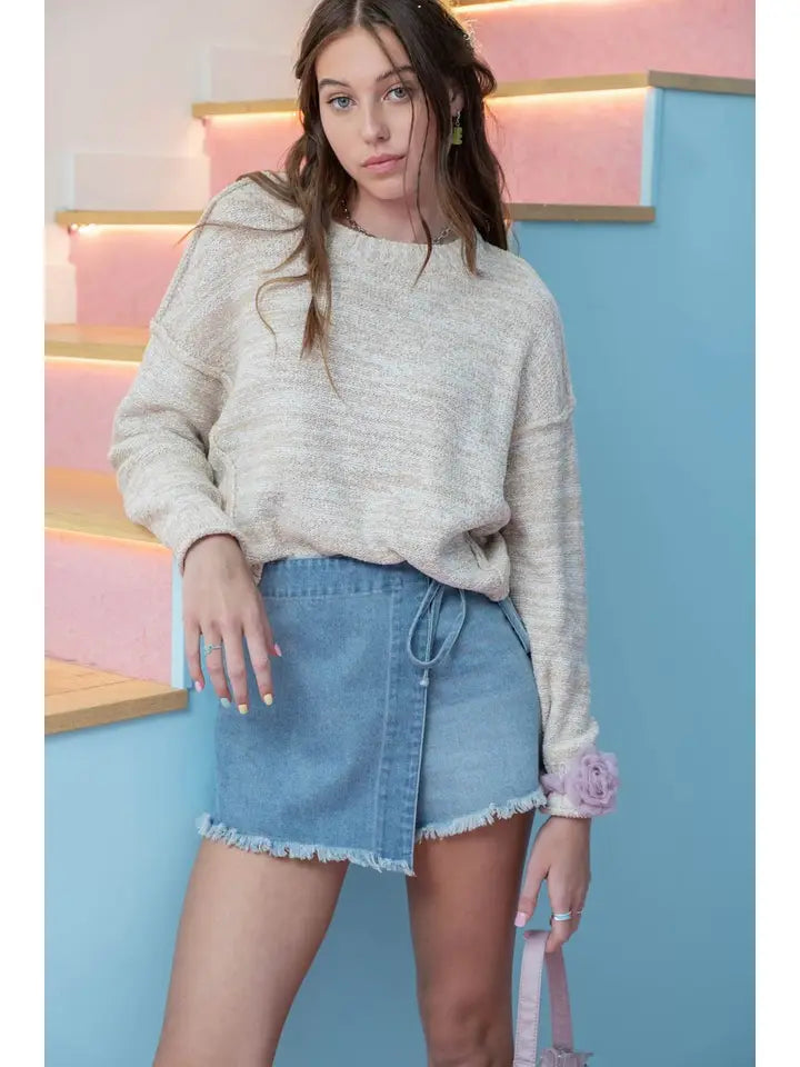 Exposed Seam Drop Shoulder Sweater