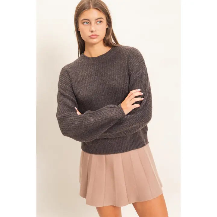 Ribbed Crew Neck Sweater