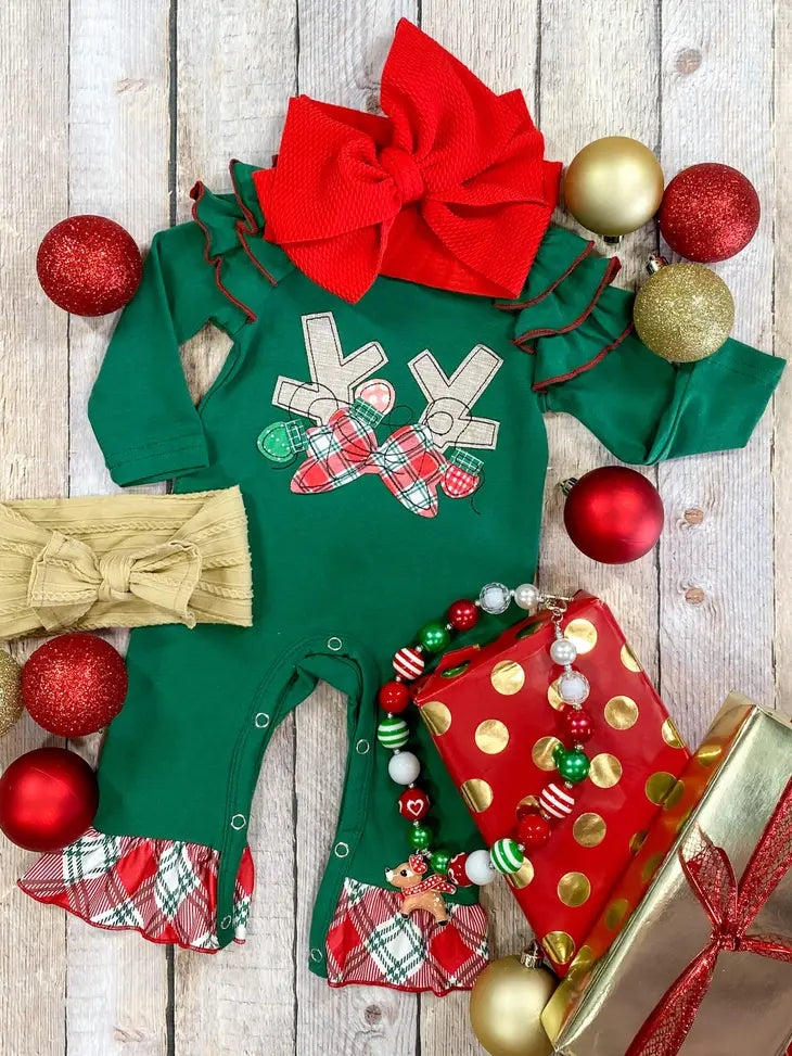 Antlers and Lights Girl Romper