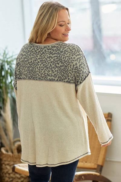LMT2709PL-PLUS SIZE Sweetest Awakenings Waffle Pullover: OATMEAL / 3XL