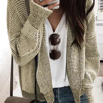 Contrast Trim Open Front Cardigan