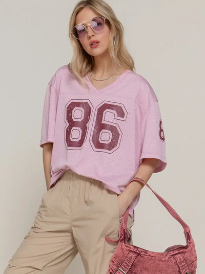 Pink Oversized Baseball Tee