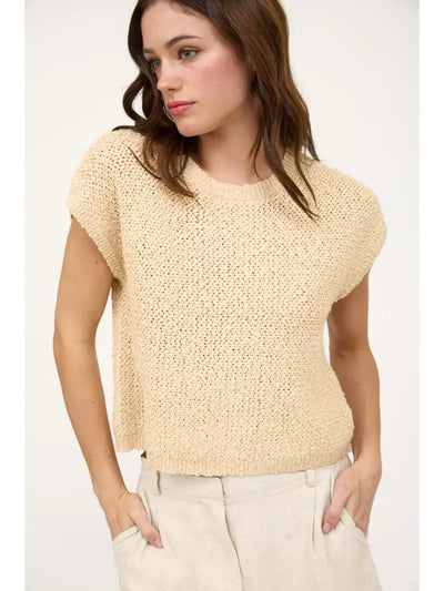 Textured Knit Crewneck Short Sleeve