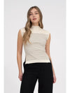 Oatmeal Mock Neck Sleeveless Sweater