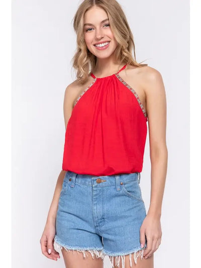 Slub Gauze Halter Top