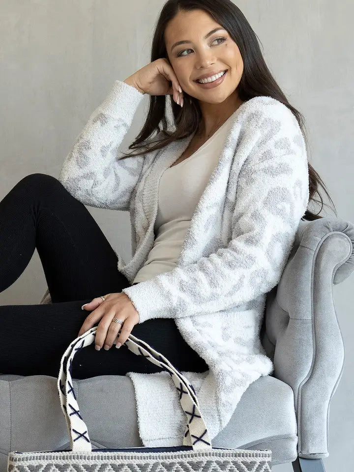 Light Grey Leopard Cardigan