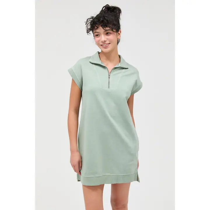 Half Zip Mock Neck Dress