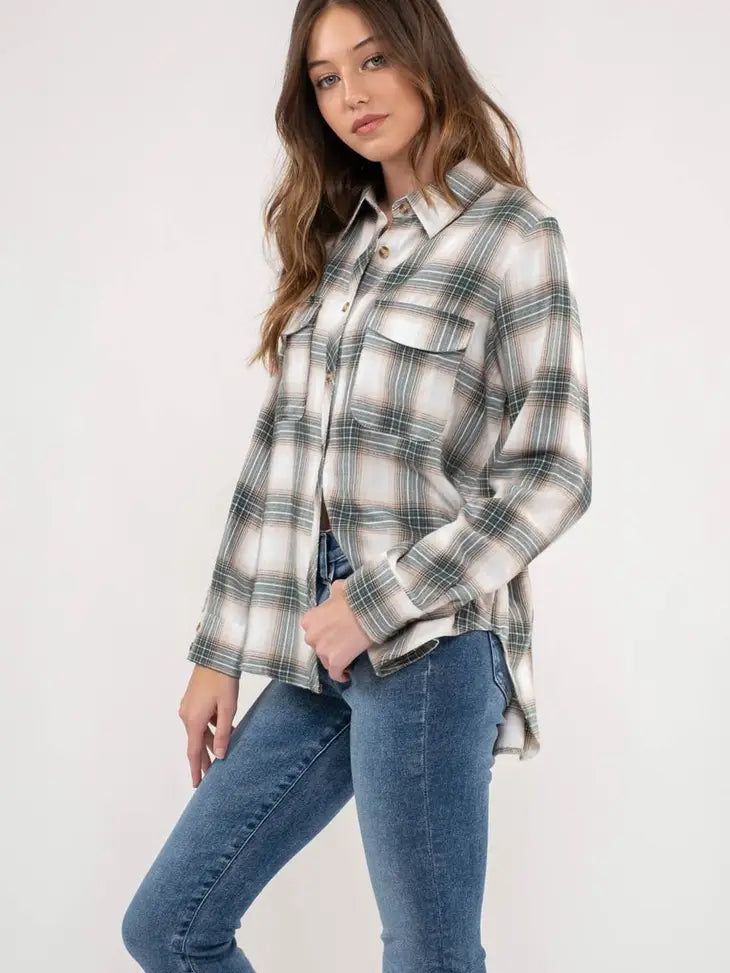 Pocket Plaid Button Up