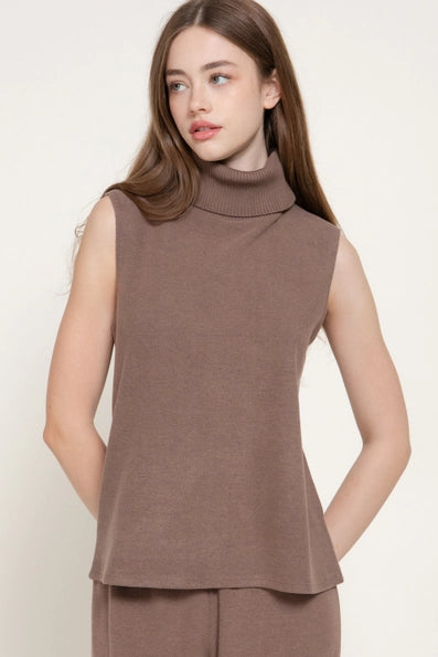 Sleeveless Turtle Neck Soft Top